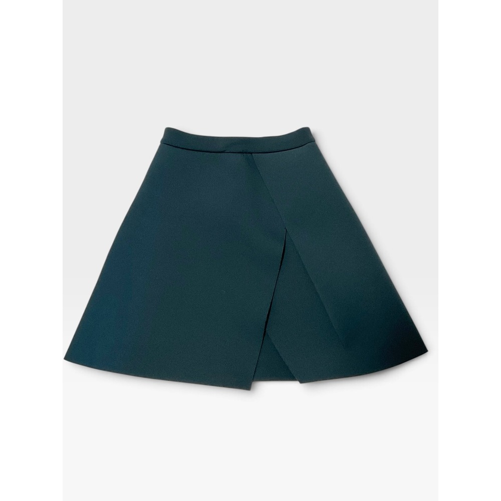 COS Scuba A-Line Mini Skirt | Size XS | Dark Teal | Neoprene Wrap Front